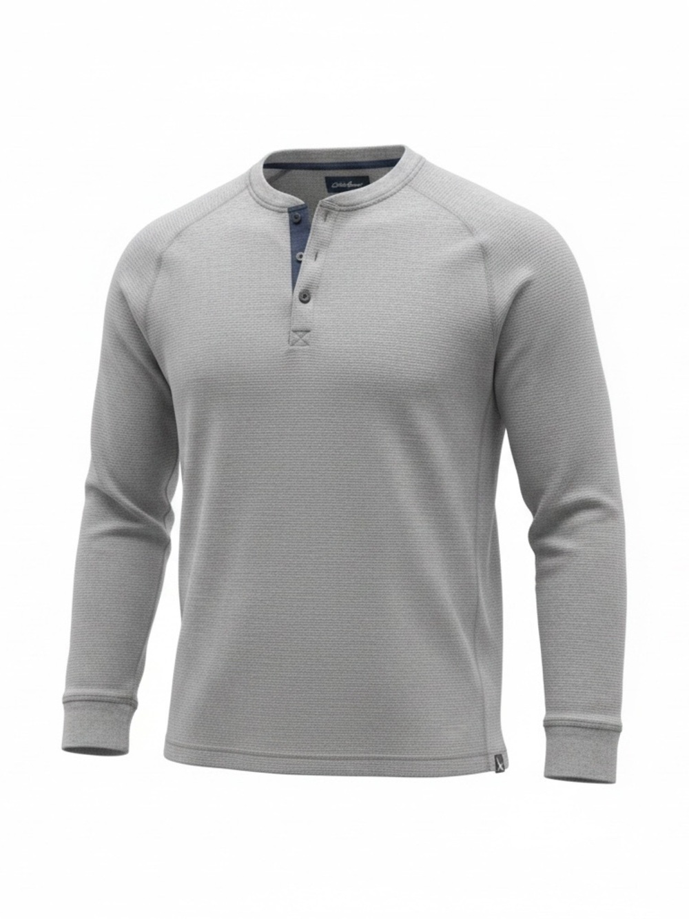 Eddie Bauer Men’s Waffle Knit Henley Shirt Size Medium Gray Long Sleeve Casual